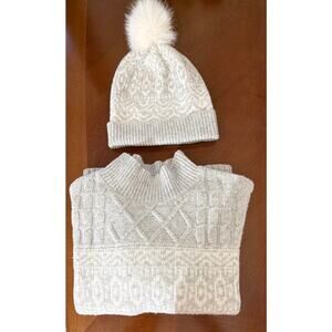 Rachel Zoe Long Sleeve Sweater with Matching Hat Warm & Cozy - Small